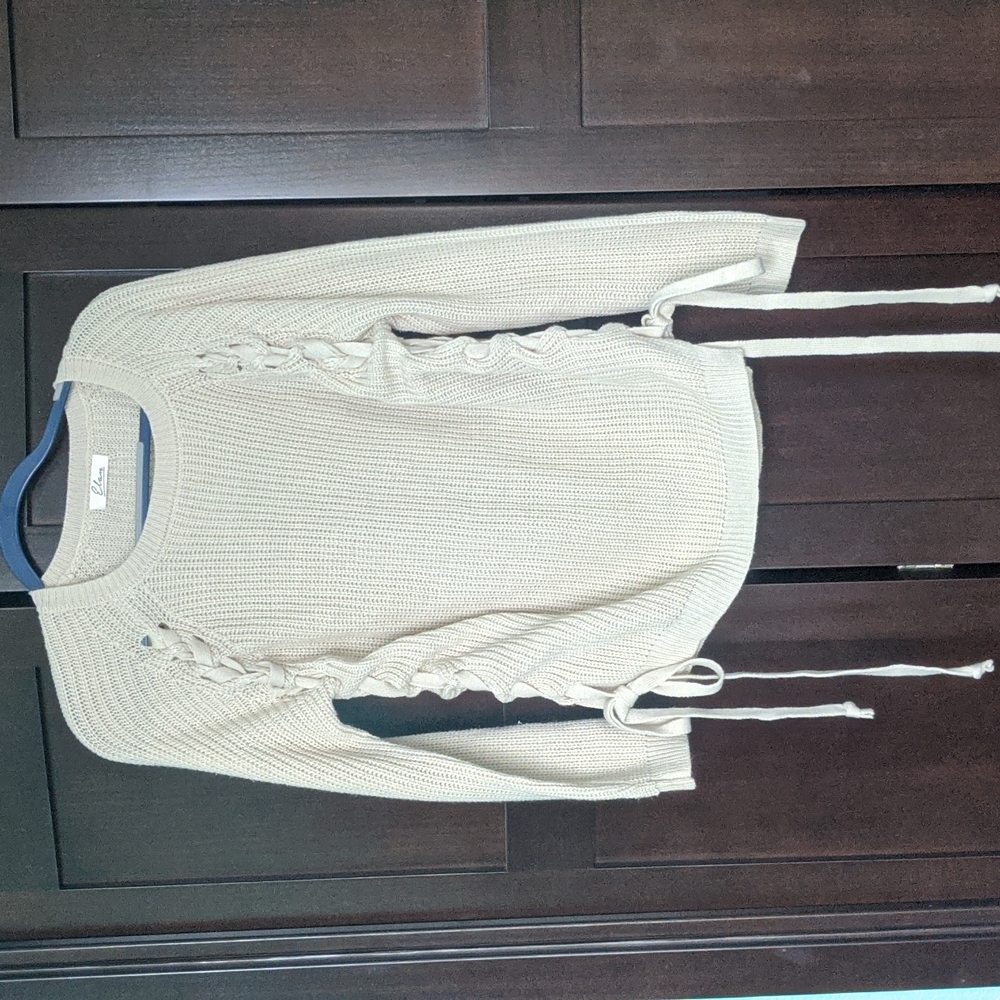 NWOT Francesca's Knit Sweater with Braid Details